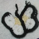 Hand Crocheted Butterfly Pin - White, Yellow & Black (item # JP0009) approximately 2 1/2 inches