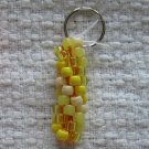 Hand Crocheted Pony Bead Keychain (item # JK0010) - Shades of Yellow and Cream