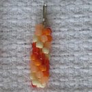 Hand Crocheted Pony Bead Zipper Pull (item # JZ0003) - Shades of orange and cream - glow-in-the-dark