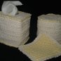 Hand Crocheted Face Cloth (item # HB0006) - Yellow & Cream,  100% Cotton - Machine Wash