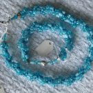 Hand Crocheted Glass Bead Necklace and Roll-On Bracelet - Lt. Blue