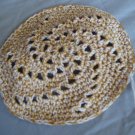Hand Crocheted Yarmulke - 5 in. - White & Gold Swirl Design
