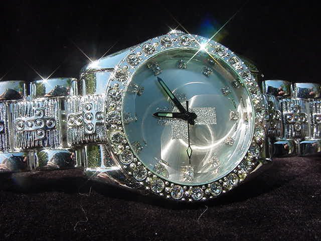 Paved CROSS - silver background Watch