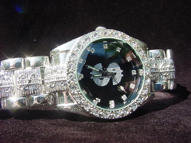 Paved Dollar Sign - black background Watch