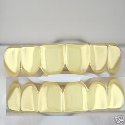 Golden-Style Player Top and Bottom Grillz Set