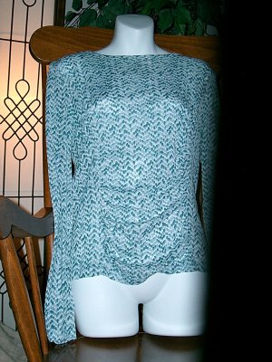 KENNETH COLE Ruched Snakeskin Blue Top Size/Sz L Large!