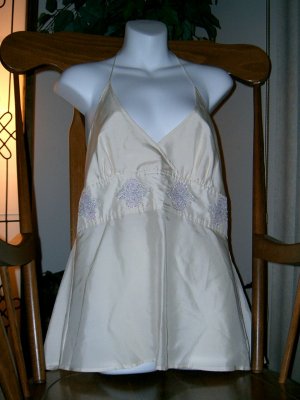 CLEARANCE EXPRESS 100% Silk Beaded Embr Halter Top 13/14
