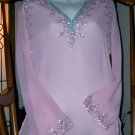 CLEARANCE DAISY FUENTES Sexy Pink Sheer Mesh Top S BEADS!