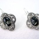 molten,bubbleglass, marcasite earrings