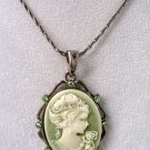 Sage Green Cameo Necklace