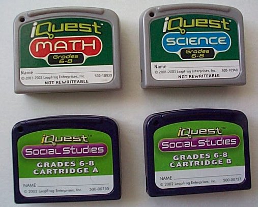 Lot of 4 LeapFrog IQuest cartridges - Grades 6-8