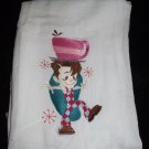 Embroidered Retro Big Boy Coffee Dish Kitchen Towel