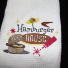 Embroidered Retro Hamburgers House Dish Kitchen Towel