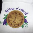 Wine O'Clock Dish Kitchen Towel Embroidery