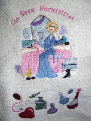 Oh LaLa Bath Towel set Setting of Women in Front of Vanity