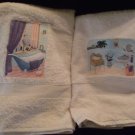 Set of His Hers French Style Bathroom Guest Towels