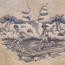 Set of Embroidered Bath Towels Beach Toile Scene