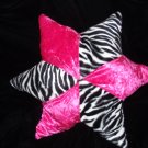 Zebra Print Hot Pink 5 Point Star Decorative Pillow