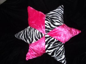 Zebra Print Hot Pink 5 Point Star Decorative Pillow