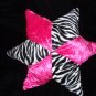 Zebra Print Hot Pink 5 Point Star Decorative Pillow