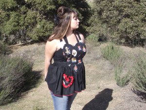 Retro Style Heart Shaped Apron Tattoo Fabric