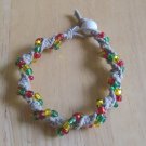 macrame twist hemp bracelet w/ red, green, yellow glass beads