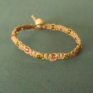 macrame hemp bracelet w/ pink and green glass beads