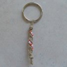 macrame hemp key chain ring zipper pull w/ lavender, orange and white glass beads