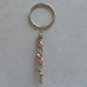macrame hemp key chain ring zipper pull w/ lavender, orange and white glass beads