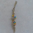 macrame hemp key chain ring zipper pull w/ yellow, pink and blue glass beads