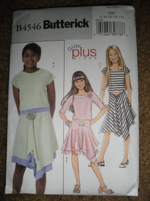 Butterick Sewing Pattern B4546 Girl Size 7 8 10 12 14 Easy Top Skirt Uncut