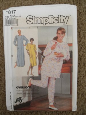 Simplicity Sewing Pattern 7817 Misses Size Small (10-12) Nightgown Pajamas