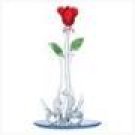 Glass Red Rose / Vase / Love Swans