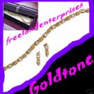 Bracelet & Earring Set Tennis -w/Box - Goldtone Size 7" Bracelet & Earring Set Tennis -w/Box - Goldtone Size 7"