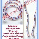 Beaded Bookmark Thong #09 Patriotic Color Beads 16 inch NEW