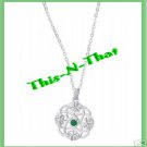 Necklace Sterling Silver Celtic with Emerald Stone 19" Necklace Sterling Silver Celtic with Emerald Stone 19"