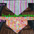 Dog Reversible Neckerchief Sleeve Pink Flower & Stripes Dog Reversible Neckerchief Sleeve Pink Flower & Stripes