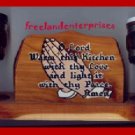 Wooden Napkin Holder w Mug Salt & Pepper Shakers+Prayer