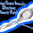 Watch Glittering Flower Bracelet Silvertone NEW in Box