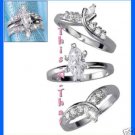 Ring CZ Marquise Set of Three Rings ~Silvertone~ Size 5