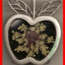 Photo Frame Pewter Apple w/Real Dried Flowers Stand Up