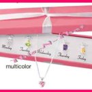 Necklace CZ Days of the week Silvertone Set - 5 Colors