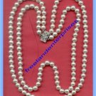 Necklace Beads White Pearl Type 2 Strand ?Vintage? Strung Separate & Rhinestones