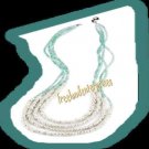 Necklace Beads Multi Strand Sea and Sky Necklace -GREEN