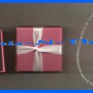 Necklace Angel Birthstone MARCH Silvertone & PInk Box 16"