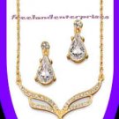 Necklace & Earring Gift Set Pear Drop Pendant Goldtone NEW Boxed