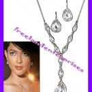 Necklace & Earring Gift Set Mod Faceted Gift Set ~Silvertone~ NEW Boxed
