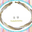 Necklace & Earring Gift Set Julie Twisted Triple Strand Faux Pearls NEW ~STUDS Necklace & Earring Gift Set Julie Twisted Triple Strand Faux Pearls NEW ~STUDS