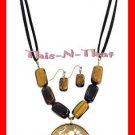 Necklace & Earring Gift Set Goldtone Medallion and Genuine Tiger's Eye NEW Boxed Necklace & Earring Gift Set Goldtone Medallion and Genuine Tiger's Eye NEW Boxed