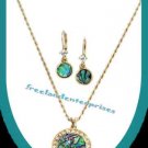 Necklace & Earring Gift Set Geniune Abalone Pendant Goldtone NEW Boxed Necklace & Earring Gift Set Geniune Abalone Pendant Goldtone NEW Boxed